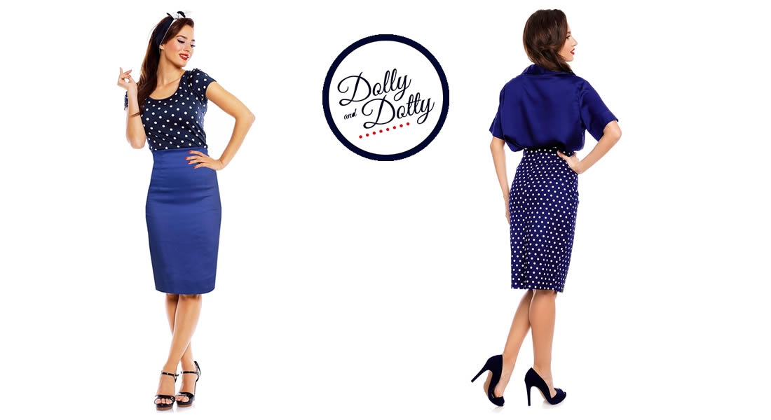 Dolly and Dotty - Falda Chic Pencil Skirt in Dark Blue