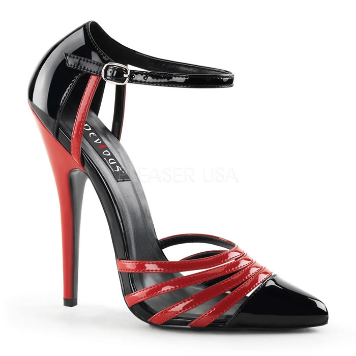 Black and Red Strappy Stilettos - Banana Shoes