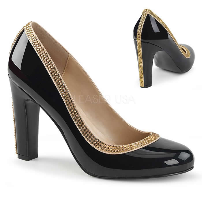 Queen Black Patent and Rhinestone Heels - Banana Shoes
