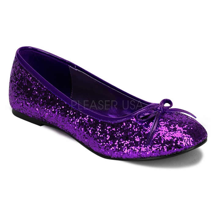 Star Purple Glitter Ballet Flats - Banana Shoes
