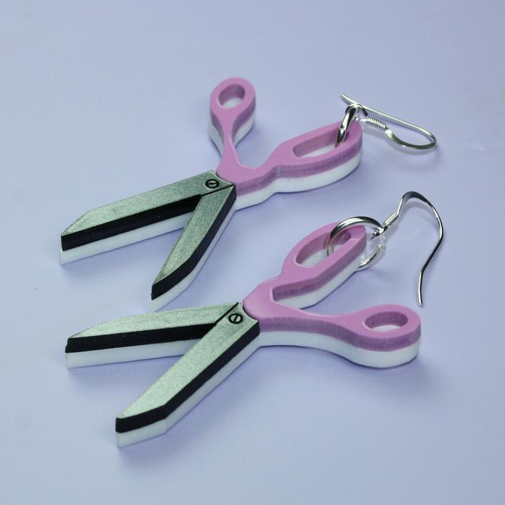 Fabric Scissors Earrings - Sour Cherry
