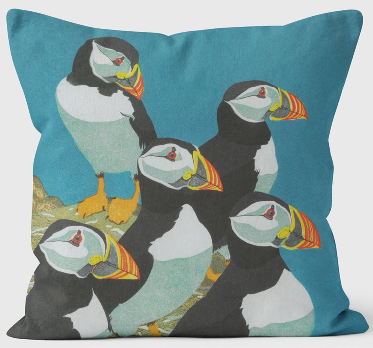 Puffins Birds Nature Cushion - We Love Cushions