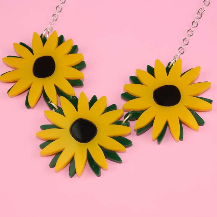 Sunflower Necklace - Sour Cherry