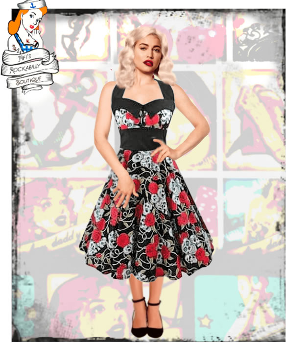 Quirky Skull Dress - Fifis Rockabilly Boutique