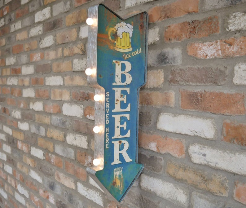 Industrial Beer Sign Bar Pub Wall Decoration Vintage Retro - uniquehomefurnituree