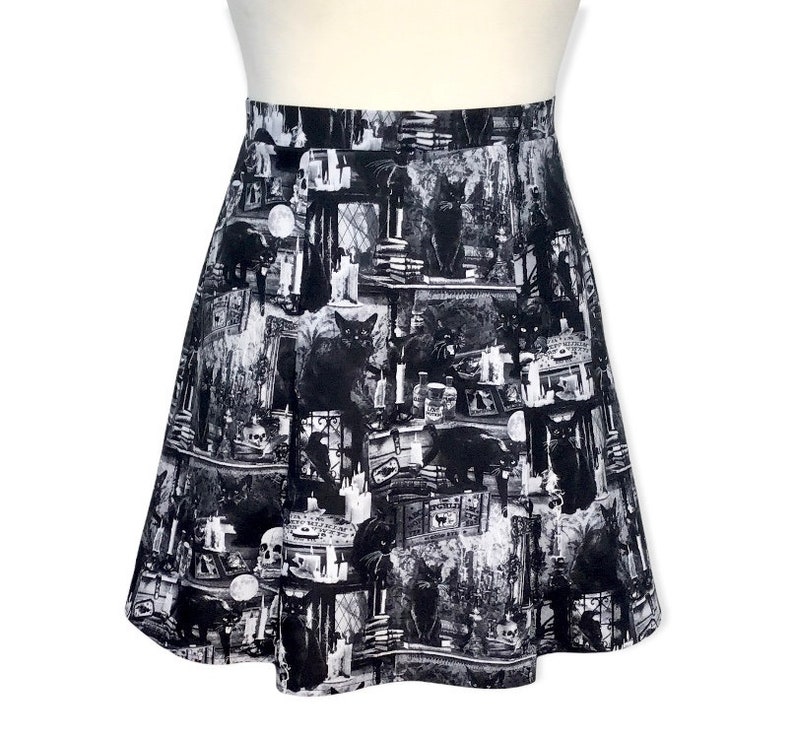 A- Line Haunted Wicked Cats Skirt - House of Rose Clothing