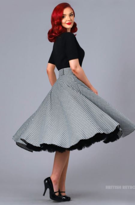 Houndstooth 50s Style Ful Circle Bonny Skirt - British Retro
