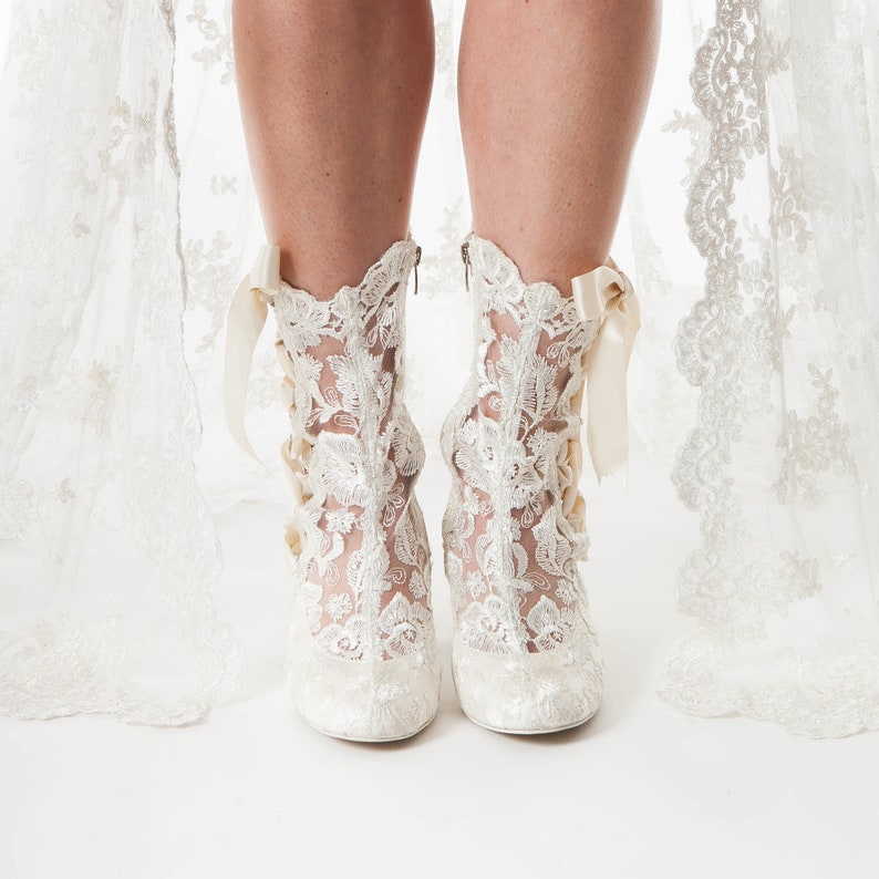 Victorian Bridal Boots Vintage Wedding Boots Ivory Lace Boots - House of Elliot