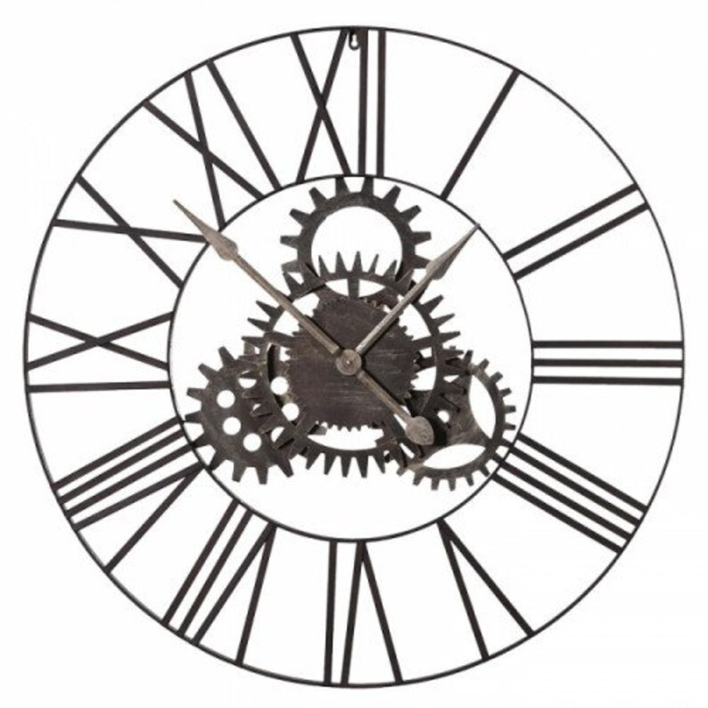 Industrial Rustic Weathered Wall Clock Steampunk Style - BlackCountryFoundry
