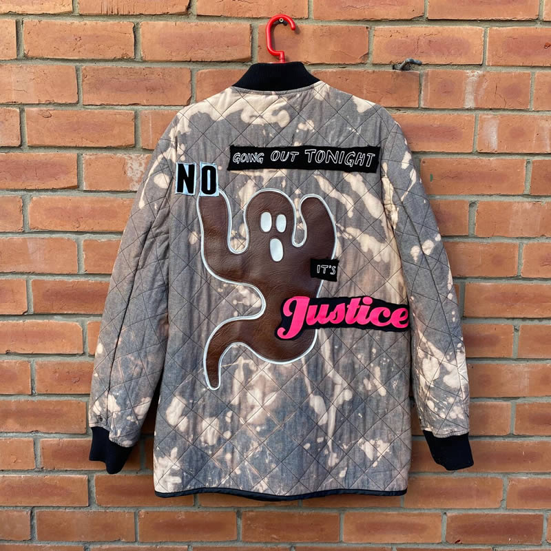 Quilted Custom Carnage jacket - Pastel ghost culture clash patch glitter peace smiley rave world - Redmutha on Etsy