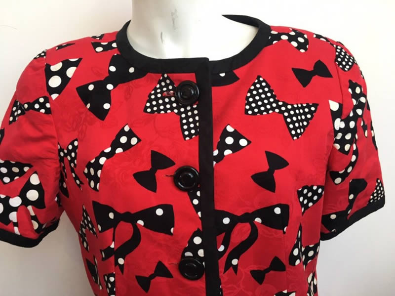 Vintage 1980s bright red short sleeves jacket spotty bows Jacket - Redmutha on Etsy